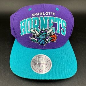 Charlotte Hornets Mitchell & Ness Purple and Teal SnapBack Cap Hat